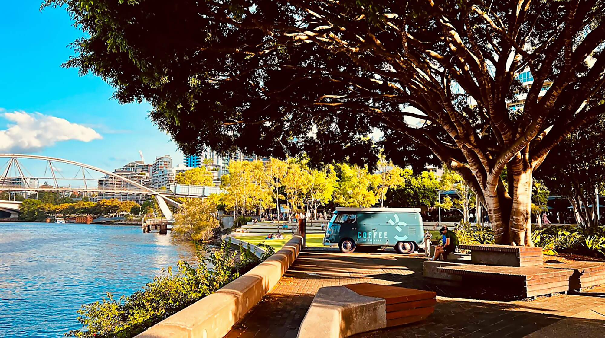 Coffee at the Kombi panorama at South Bank
